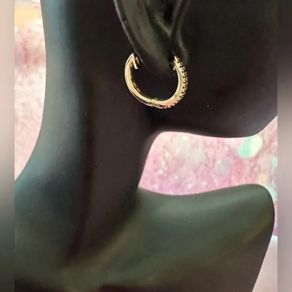 Catbird Fairy Light Black Diamond Hoops (Like-New; Gold/Black;14k) - Picture 3 of 13